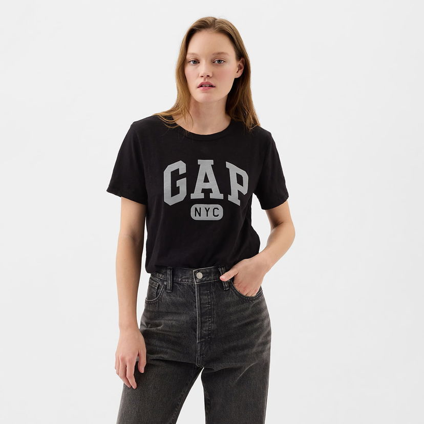 Majica kratkih rukava GAP Logo Slub Tee Black Crna | 871344-05
