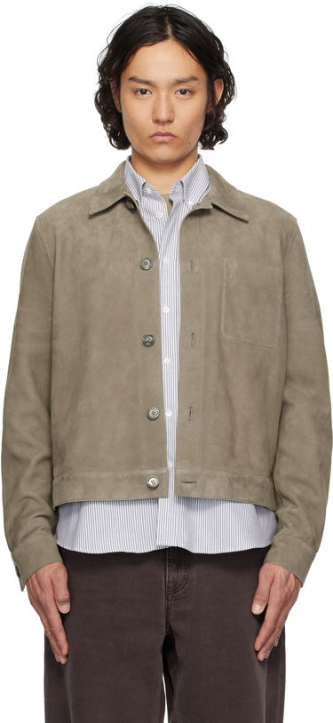 Jakna AMI AMI Paris Buttoned Suede Jacket Siva | HJK243.LH0054, 0