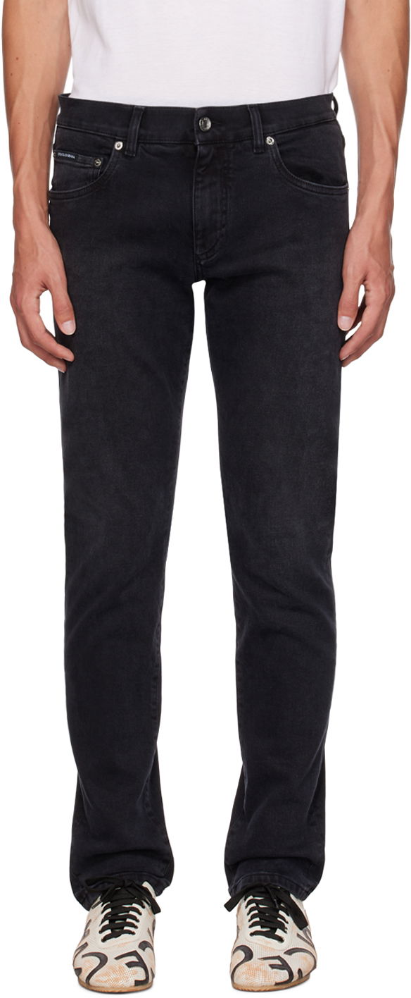 Jeans Dolce & Gabbana Black Slim-Fit Jeans Crna | GY07CDG8HW4
