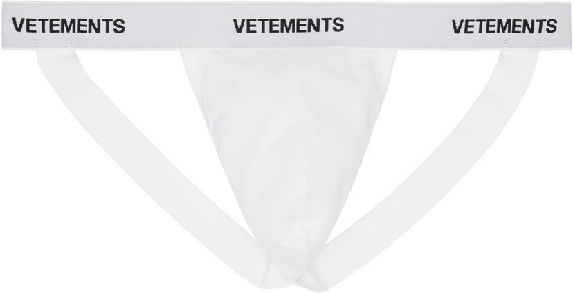 Gaćice VETEMENTS Vetements Logo-Woven Jock Strap Bijela | MA66UN110W