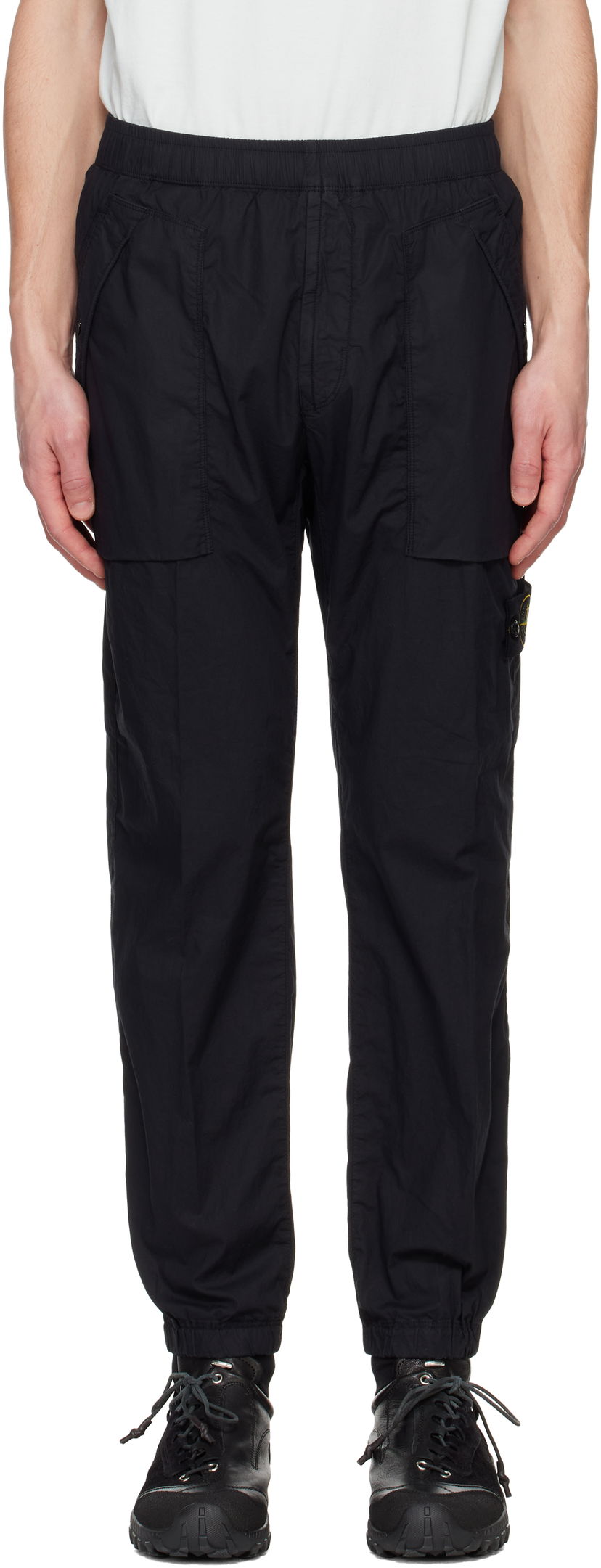 Cargo hlače Stone Island Stone Island Stretch Cotton Tela Paracadute Sweatpants Crna | K1S15 3100017 S0003