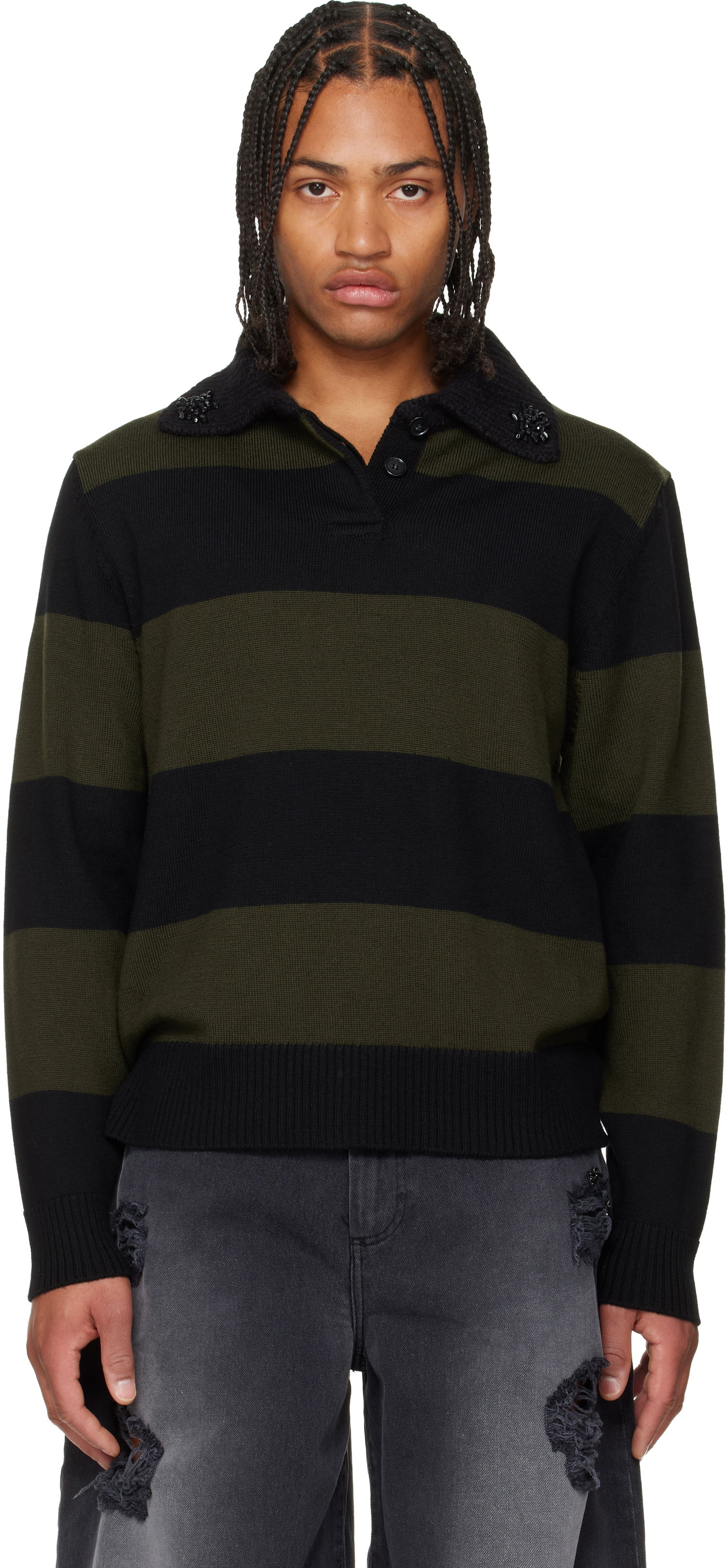 Polo majica Simone Rocha Simone Rocha Embellished Fuzzy Collar Rugby Polo Višebojno | VMK13SB 0646, 0