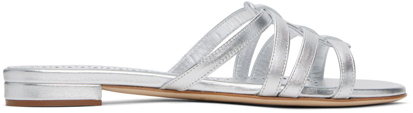 Njega cipela Manolo Blahnik Manolo Blahnik Riran Strappy Leather Sandals Metalik | 124-2479