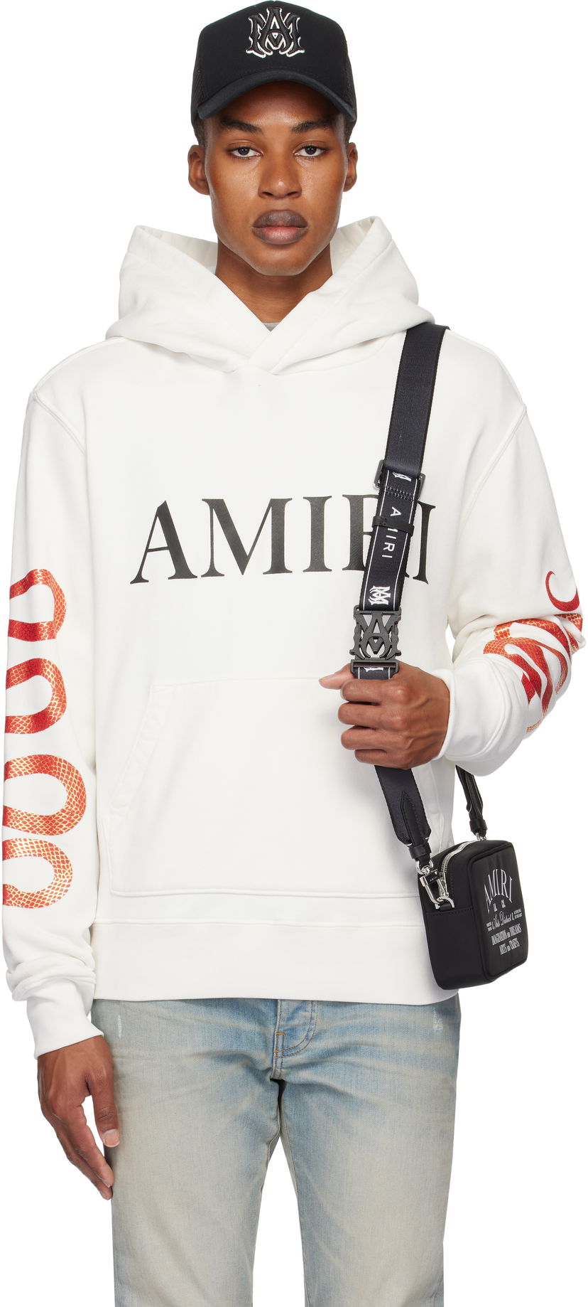 Dukserice AMIRI 'Snake' Print Hoodie Bijela | AMJYHD1099