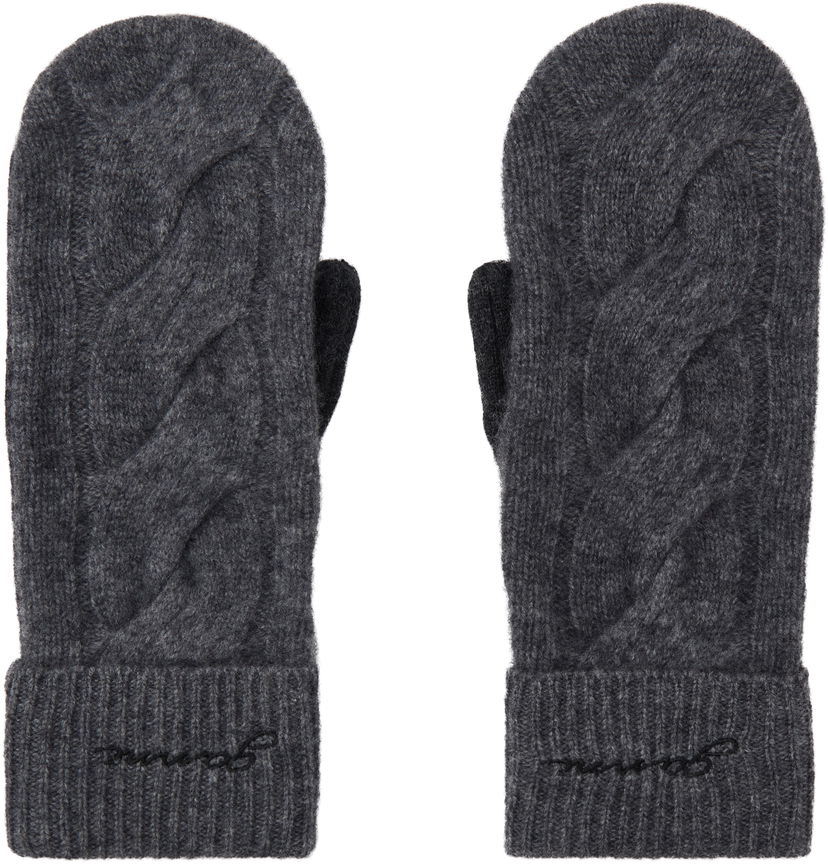 Rukavice GANNI GANNI Cashmere Blend Knit Mittens Siva | A6490