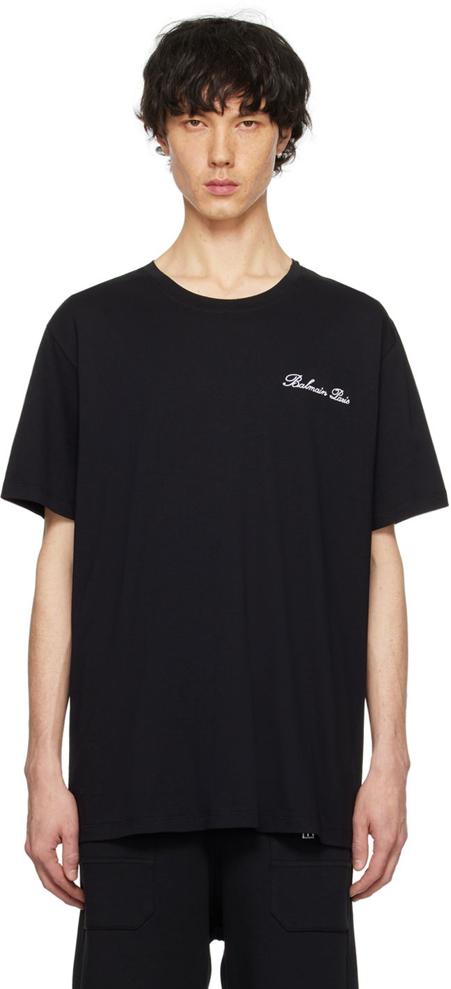Majica kratkih rukava Balmain Signature T-Shirt Crna | CH1EG010BC68