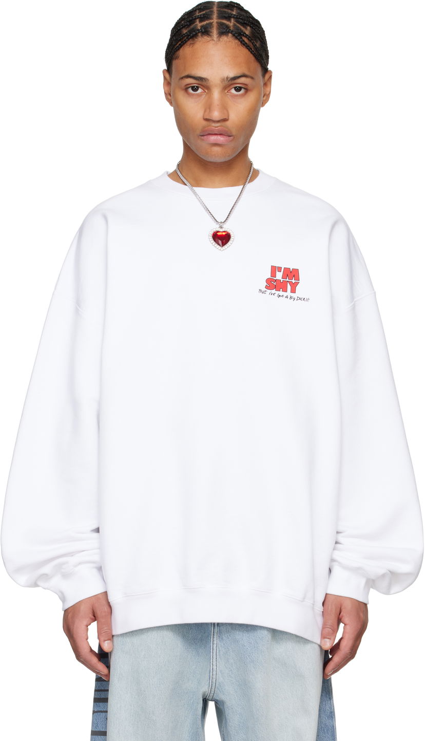 Dukserice VETEMENTS 'I'm Shy' Oversized Sweatshirt Bijela | UA66CW620W
