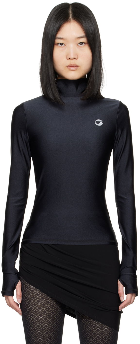 Majica kratkih rukava Coperni Tight High Neck Long Sleeve T-Shirt Crna | COPJS20545
