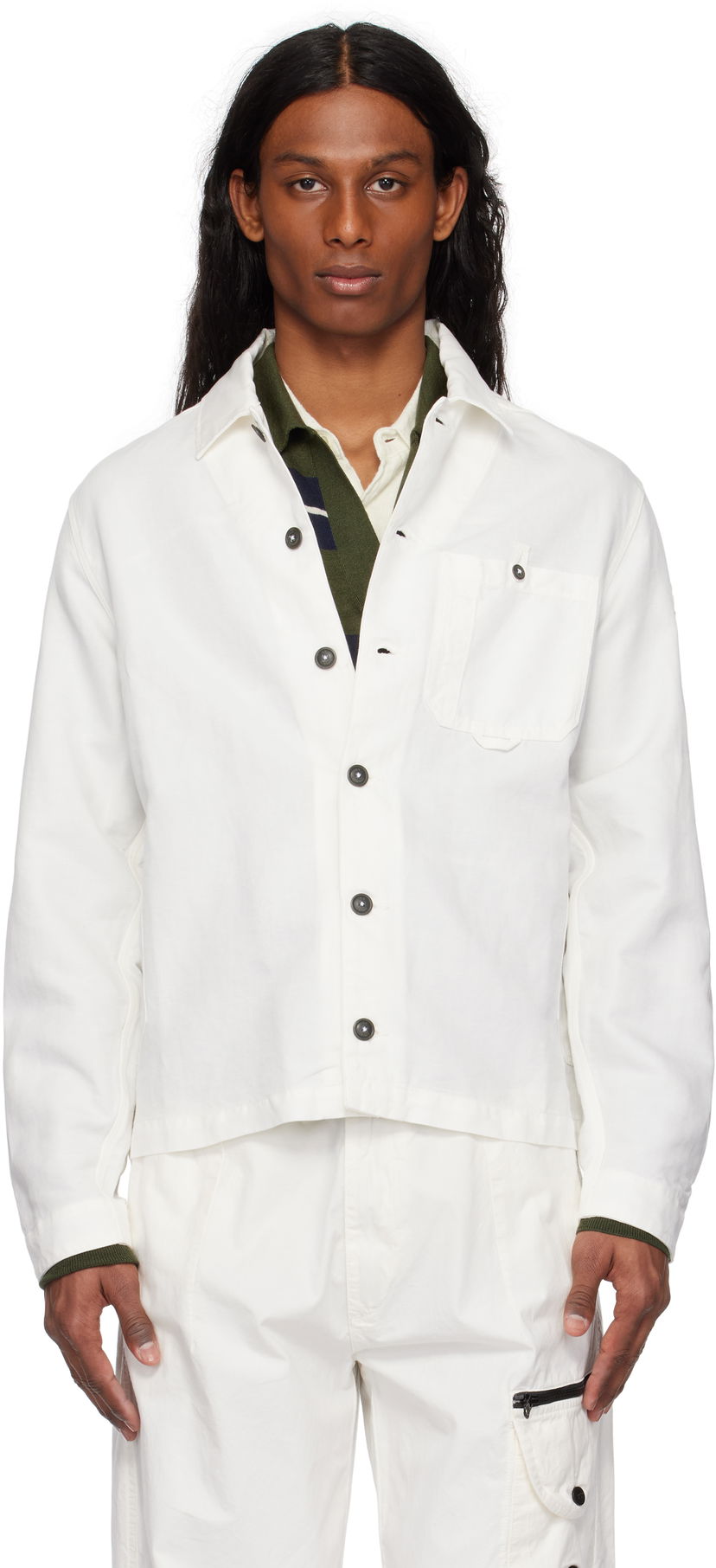 Košulja C.P. Company C.P. Company Lens Cotton Linen Overshirt Bijela | 18CMOS102A-006273G