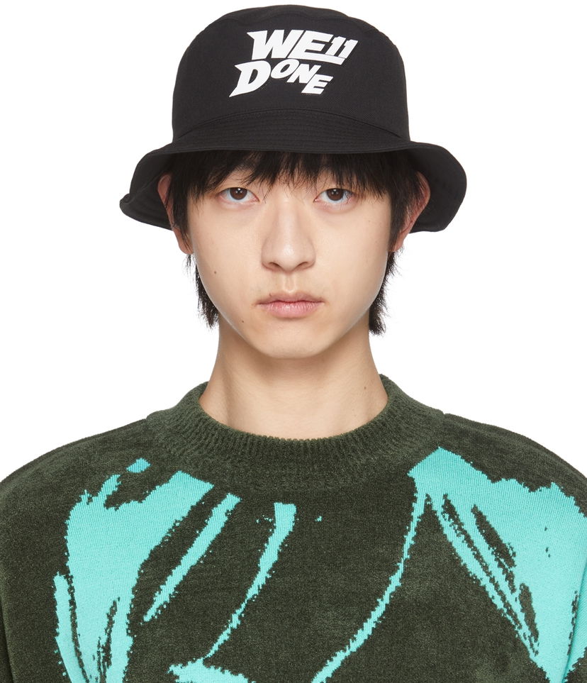 Šešir We11done Logo Bucket Hat Crna | WD-AH1-22-407-U-BK