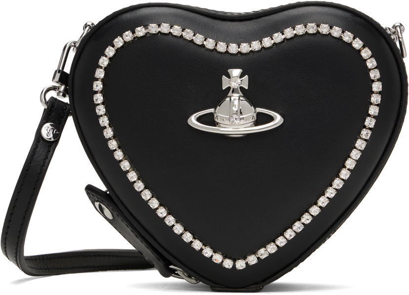 Ručna torbica Vivienne Westwood Vivienne Westwood Mini Heart Crossbody Bag with Crystal Trim Crna | 58020001W-L008K-