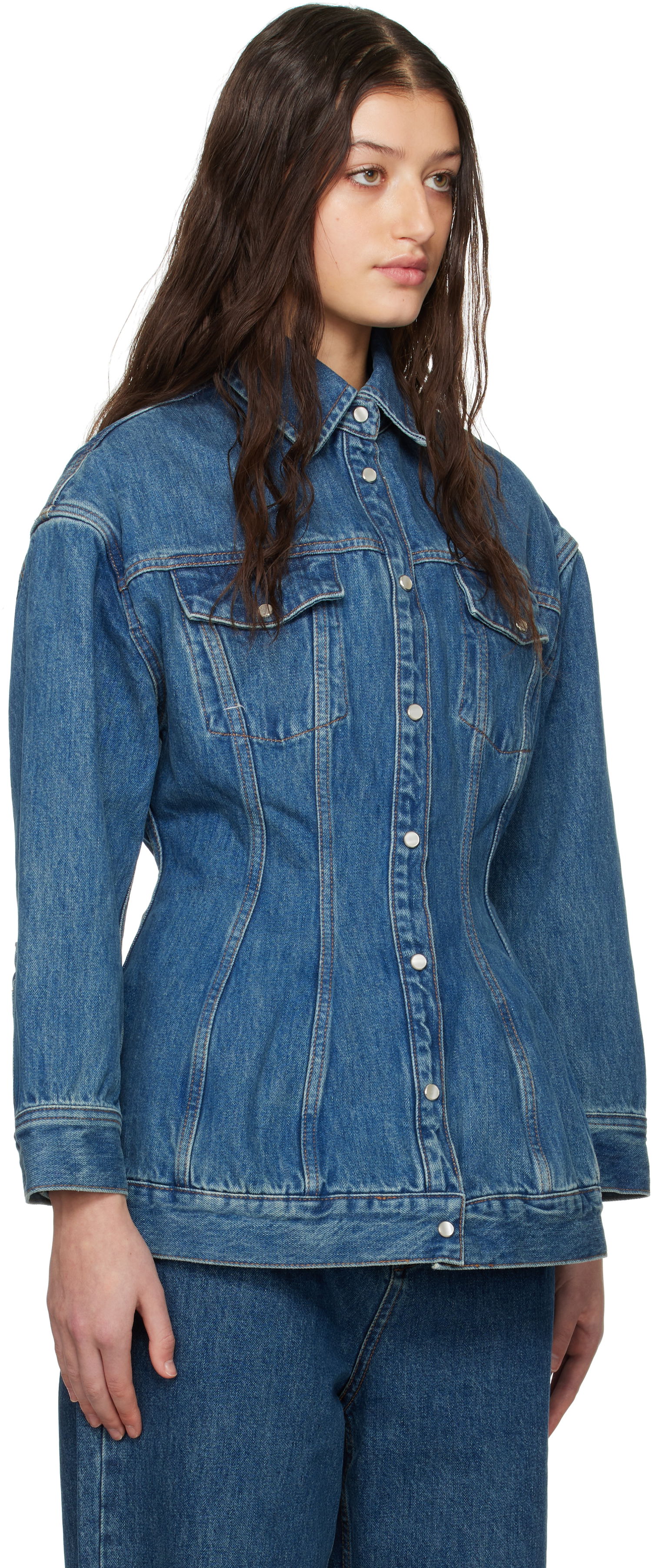 Jakna WARDROBE.NYC WARDROBE.NYC Contour Denim Jacket Plava | W6001F24DE, 1