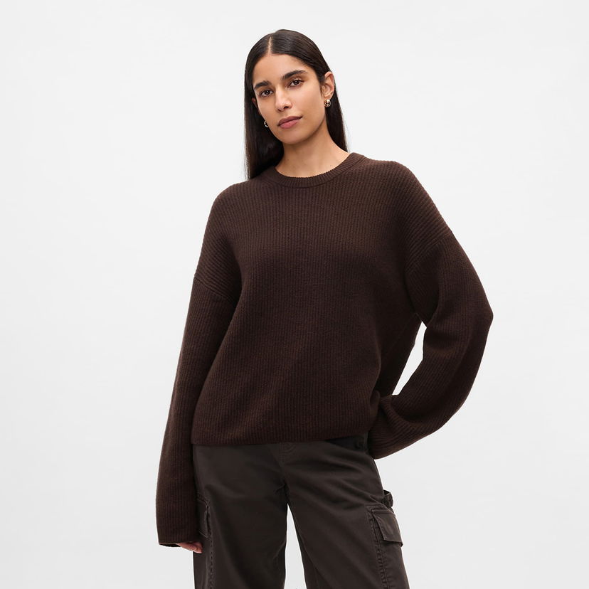 Džemper GAP Sweater Cashsoft Crew Pullover Terra Brown S Crna | 483763-01
