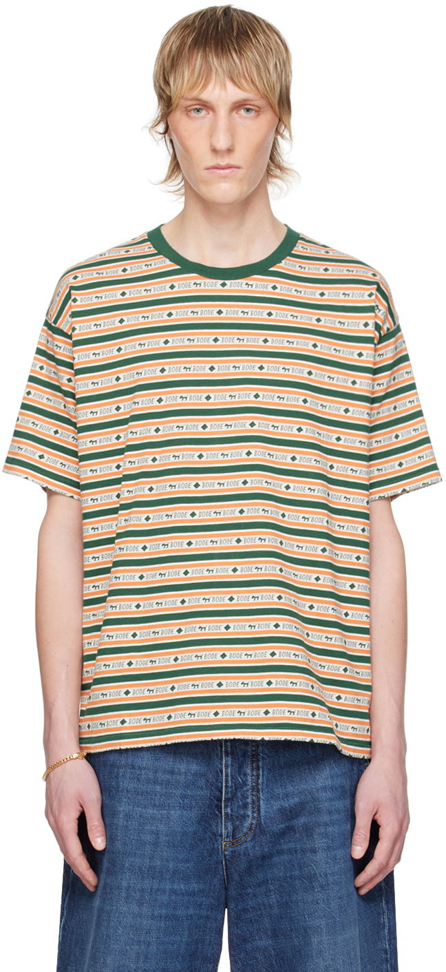 Majica kratkih rukava Bode Striped Jacquard T-Shirt Zelena | MRS24CS014