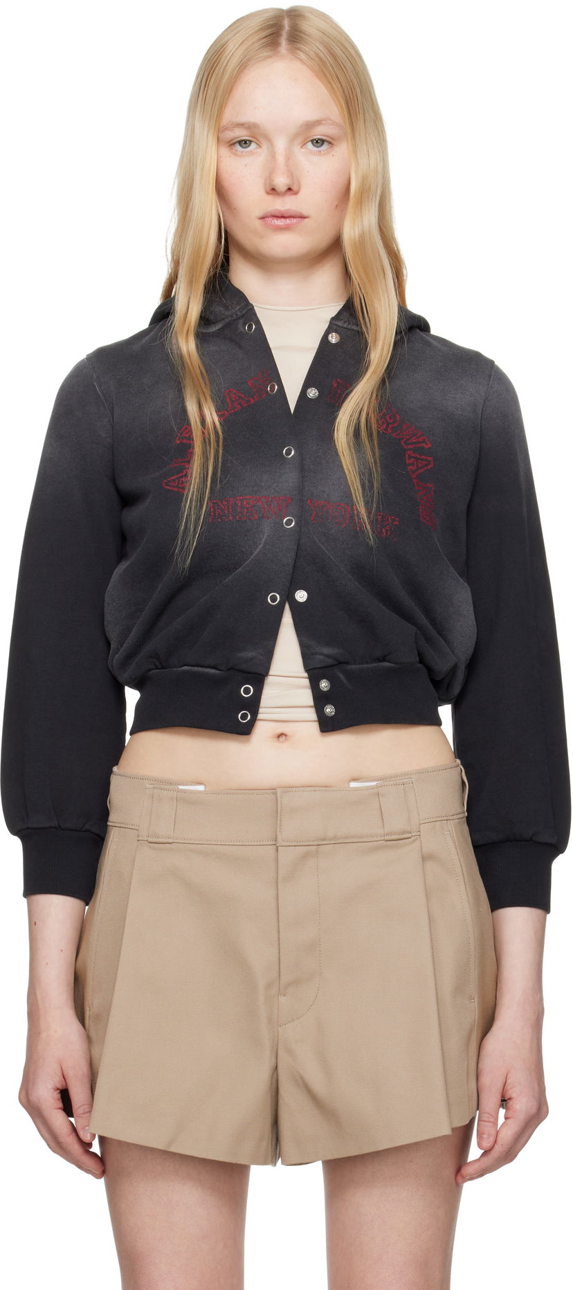 Džemper Alexander Wang Alexander Wang.t Shrunken Cotton Terry Cardigan Crna | 4CC2251554