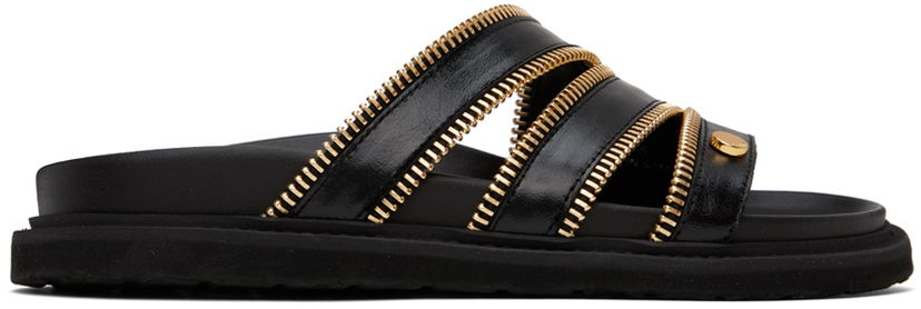 Njega cipela Moschino Moschino Zipper Detail Sandals Crna | MA28183G1I MJ5 000