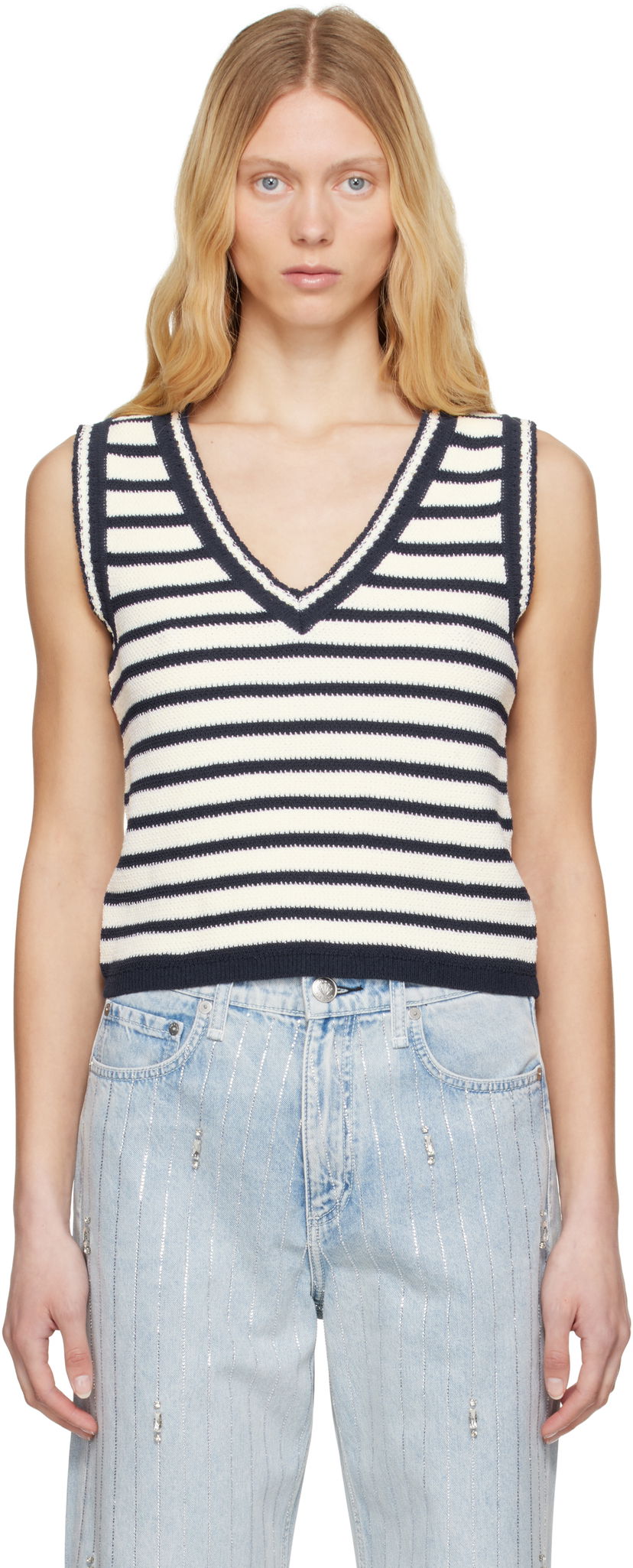 Džemper rag & bone rag & bone Meghan Stripe Knit Vest Višebojno | WAS25S062EC62