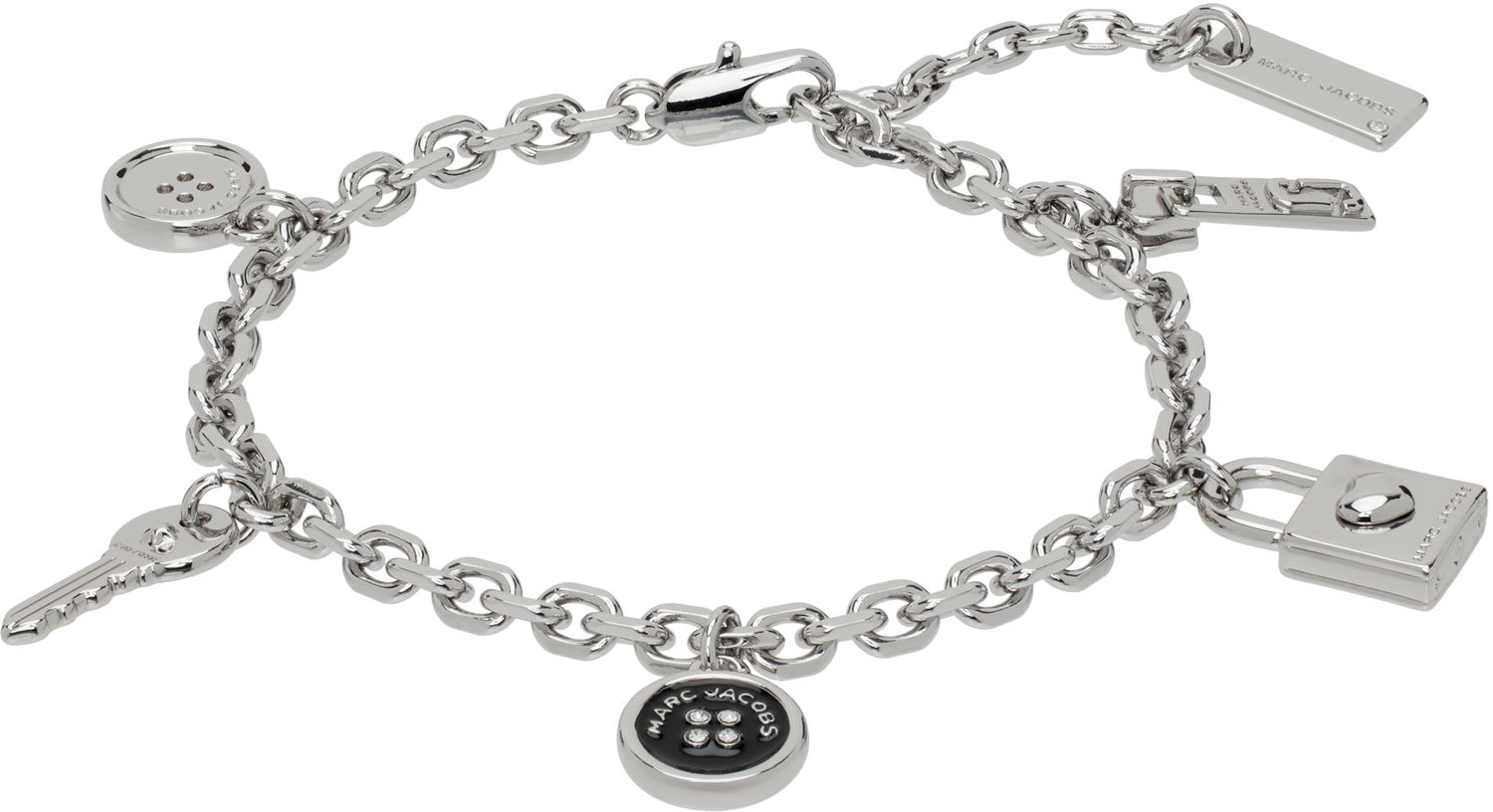 Narukvica Marc Jacobs Marc Jacobs Charm Bracelet with Buttons, Lock, Key and Logo Tag Metalik | 2R4JBR001J41, 0