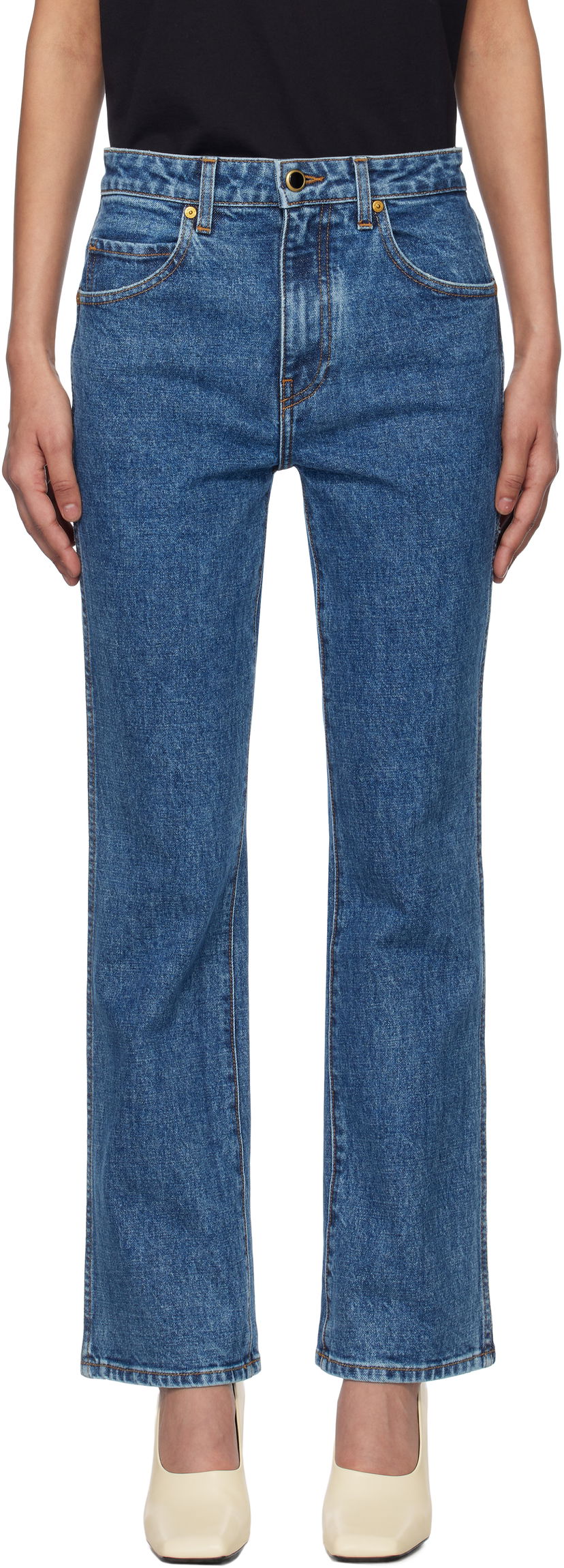 Jeans Khaite Khaite Vivian Straight Leg Jeans Plava | 1033916009