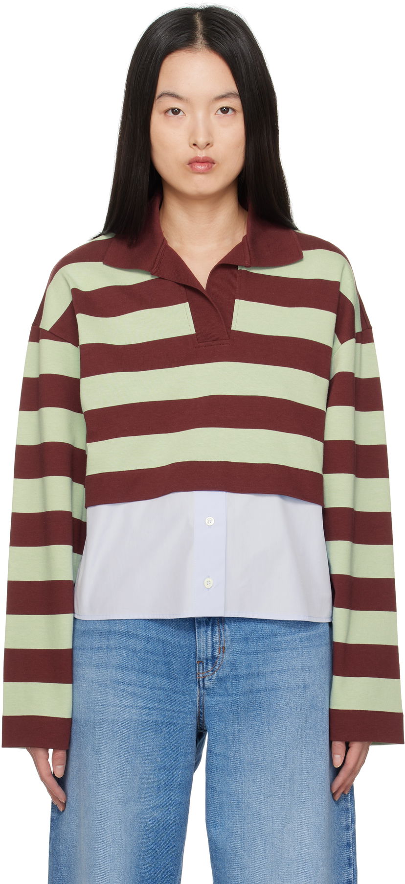 Džemper Max Mara Weekend Max Mara Halle Cropped Striped Polo Zelena | 2515951021600