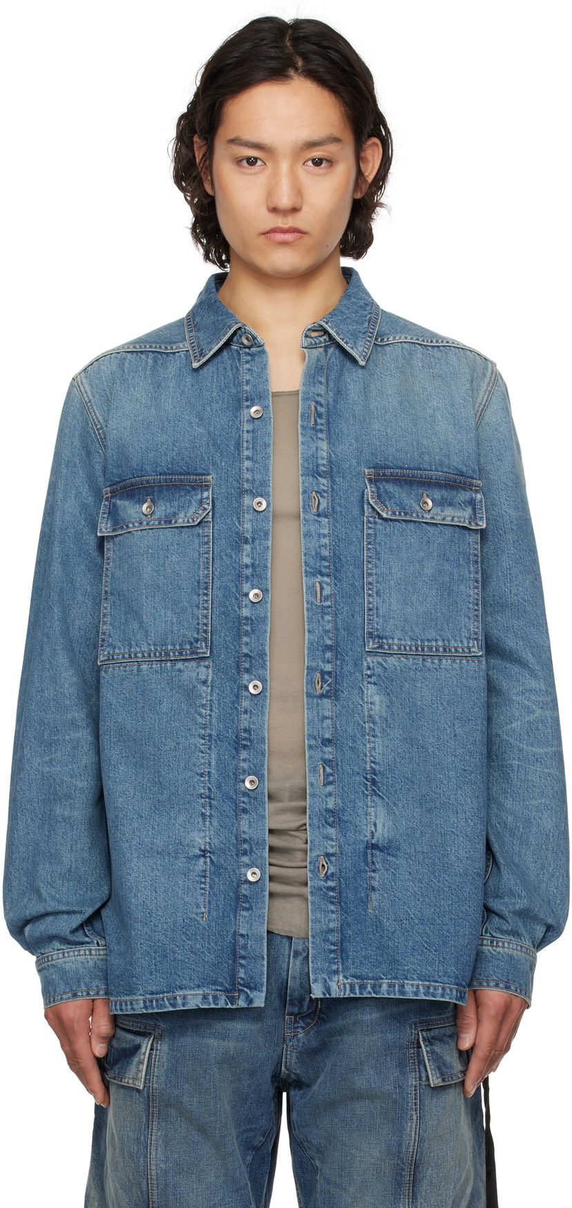 Košulja Rick Owens Rick Owens DRKSHDW Denim Overshirt Plava | DU01E3755 DWB