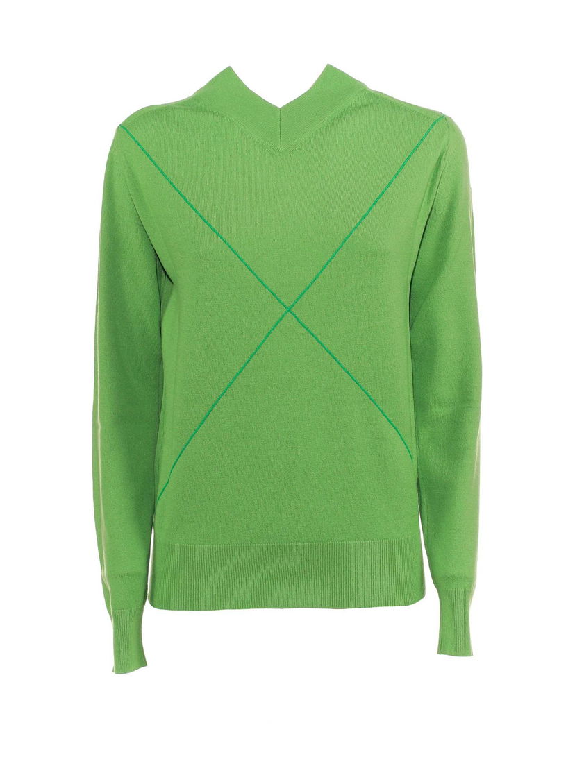 Džemper Bottega Veneta V-Neck Sweater Zelena | 699588V1Z103232