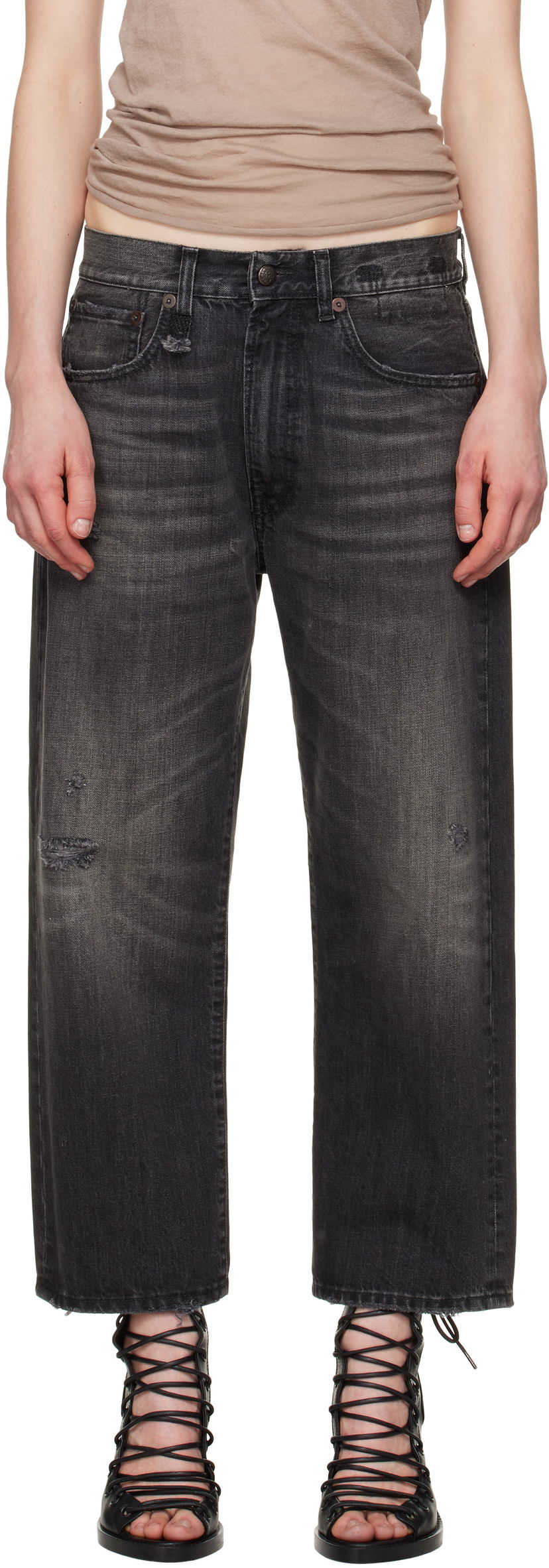 Jeans R13 R13 X-Boyfriend Distressed Jeans Crna | R13WD211-D284A