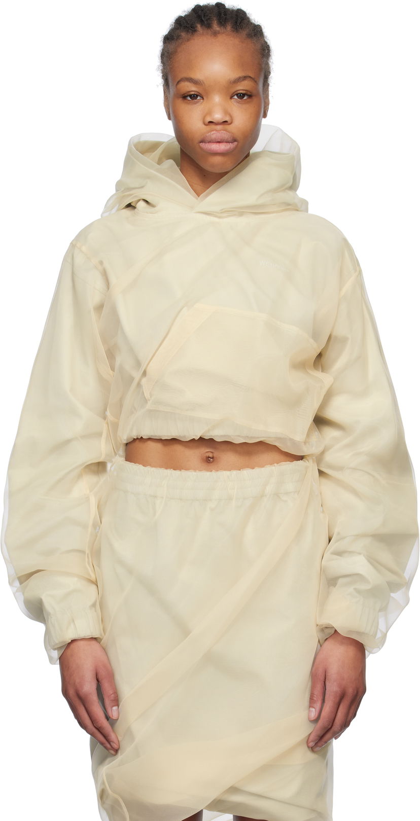 Suknja We11done We11done Layered Cropped Hoodie Bež | WD-BL0-25-117-W-BG