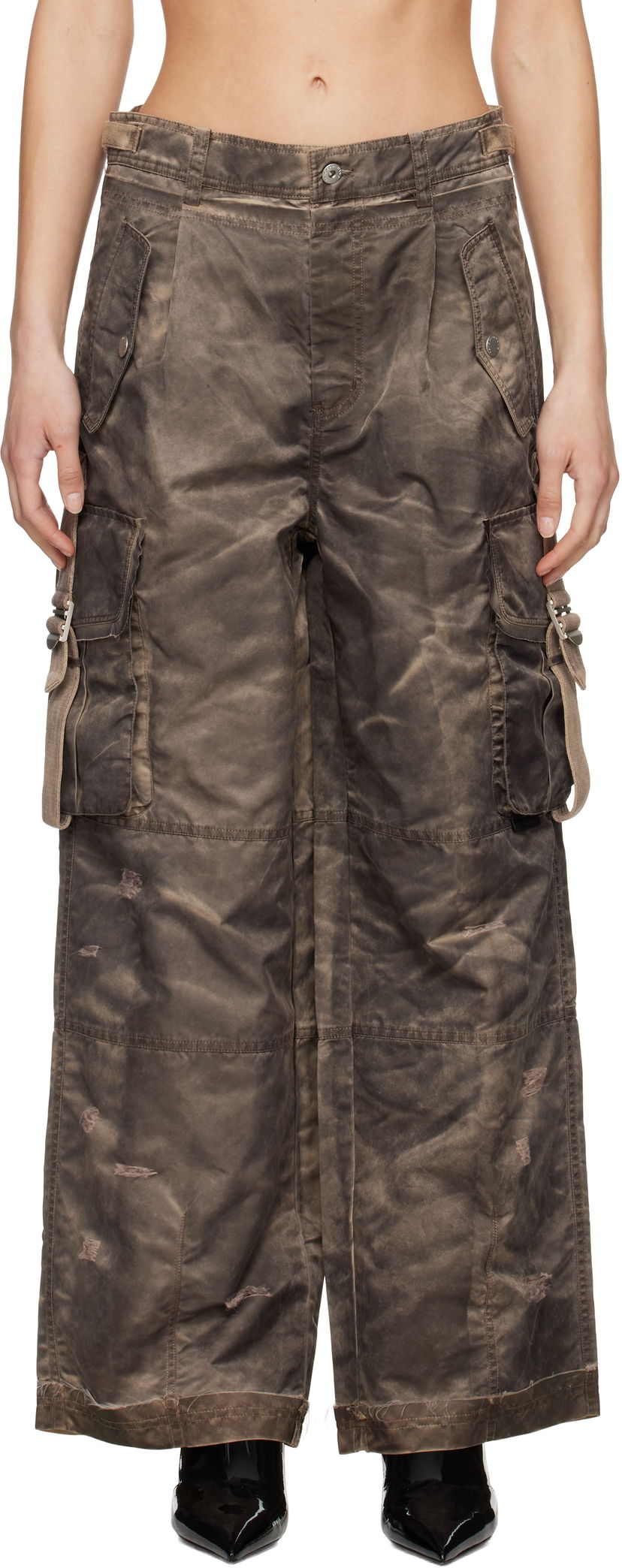 Cargo hlače Feng Chen Wang Feng Chen Wang Sandwashed Cargo Pants Smeđa | FUS19TR10B