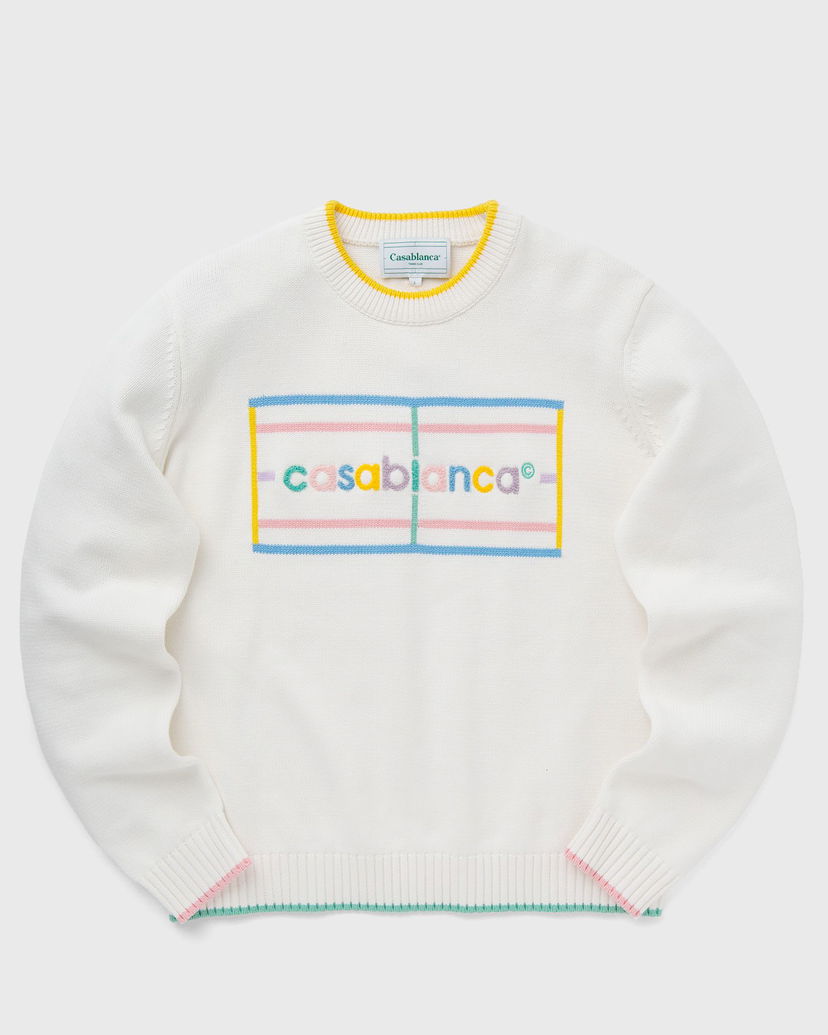 Dukserice Casablanca PASTEL COURT EMBROIDERED SWEATER Bijela | MPF24-KW-704-01