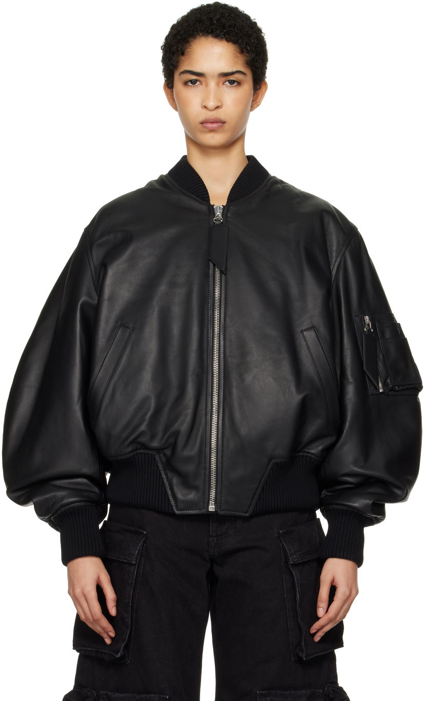 Bomber jakna The Attico The Attico Anja Leather Bomber Jacket Crna | 250WCB00004 LBT128AA