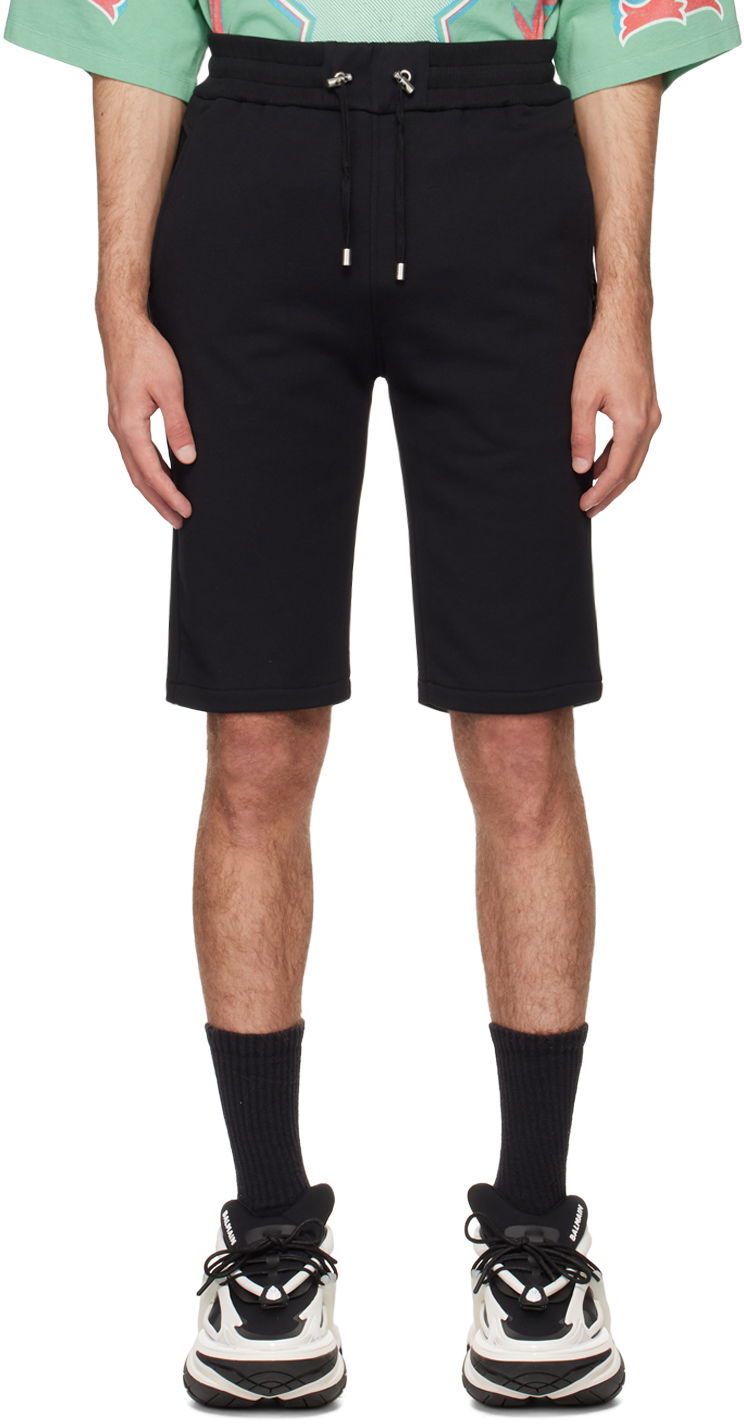 Kratke hlače Balmain Flocked Shorts Crna | CH1OA003BB04