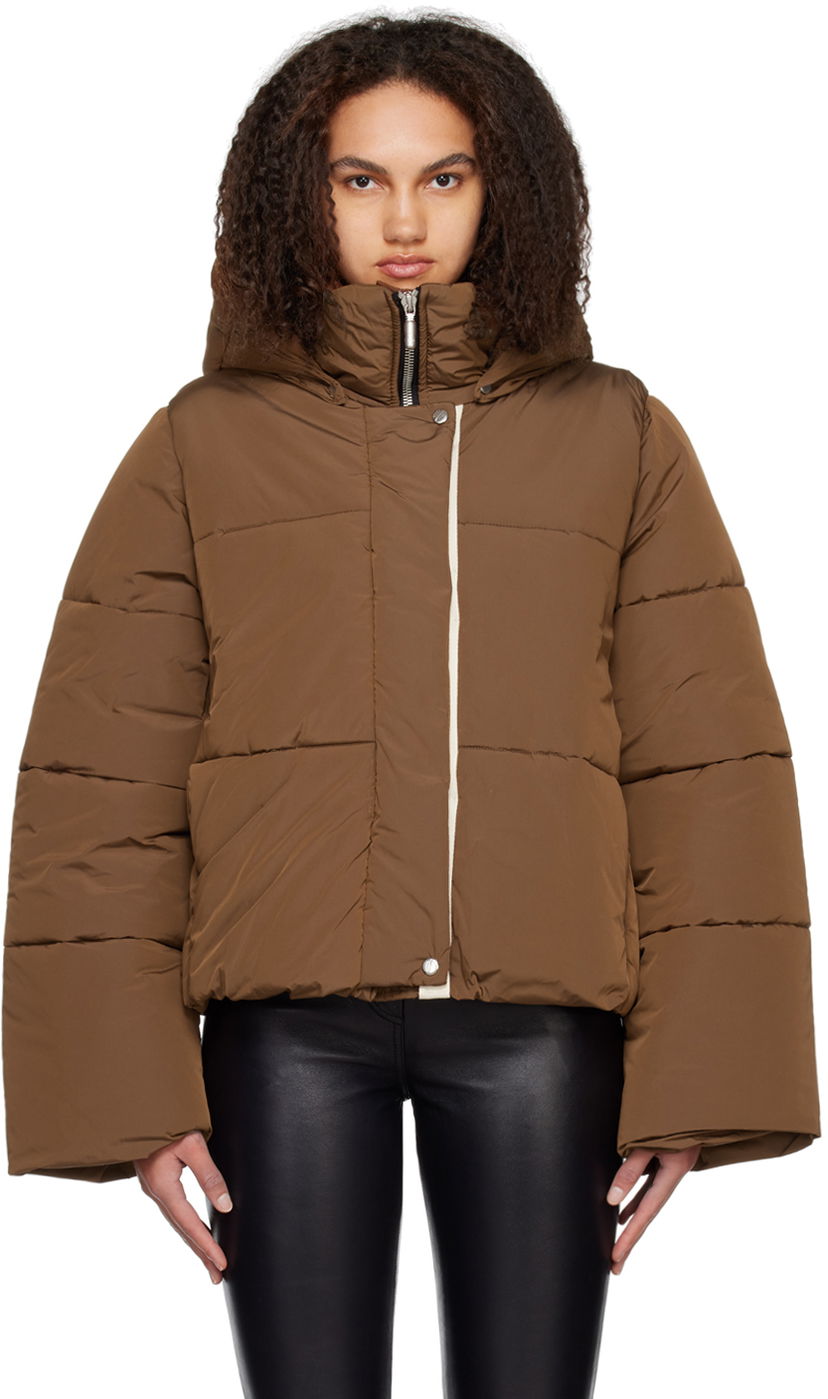 Pernata jakna Rhude Rhude Hooded Puffer Jacket Smeđa | RHFW22JA34016090