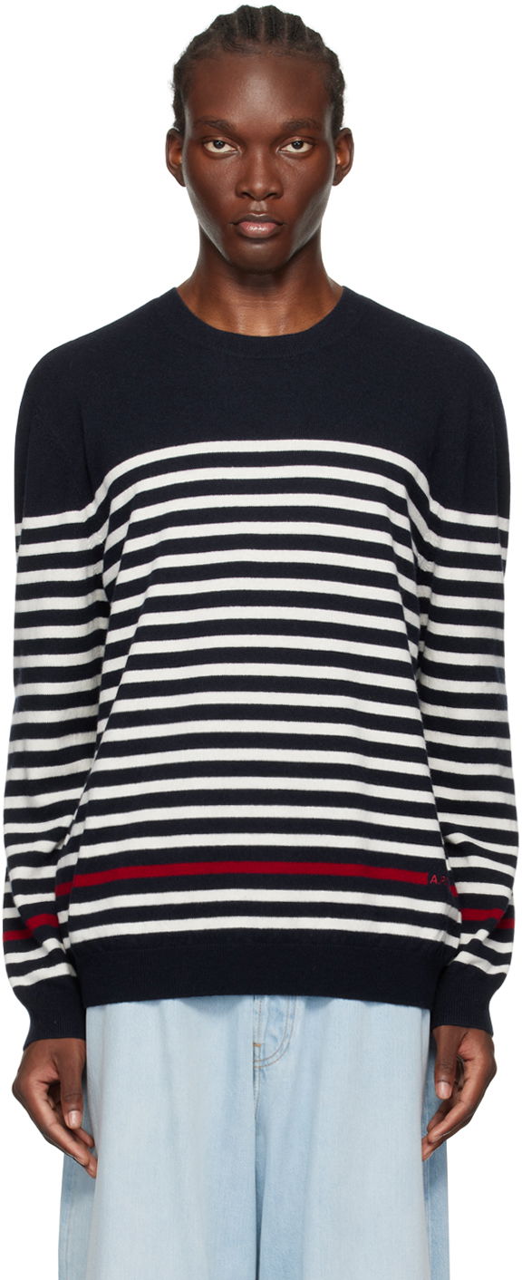 Džemper A.P.C. Navy & White Bobby Sweater Tamnoplava | WVBDB-H23345