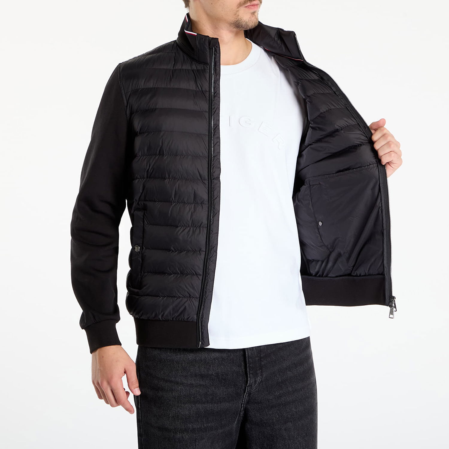 Pernata jakna Tommy Hilfiger Jacket Mix Media Ess Rwb Stand Collar Crna | MW0MW41329 BDS, 1