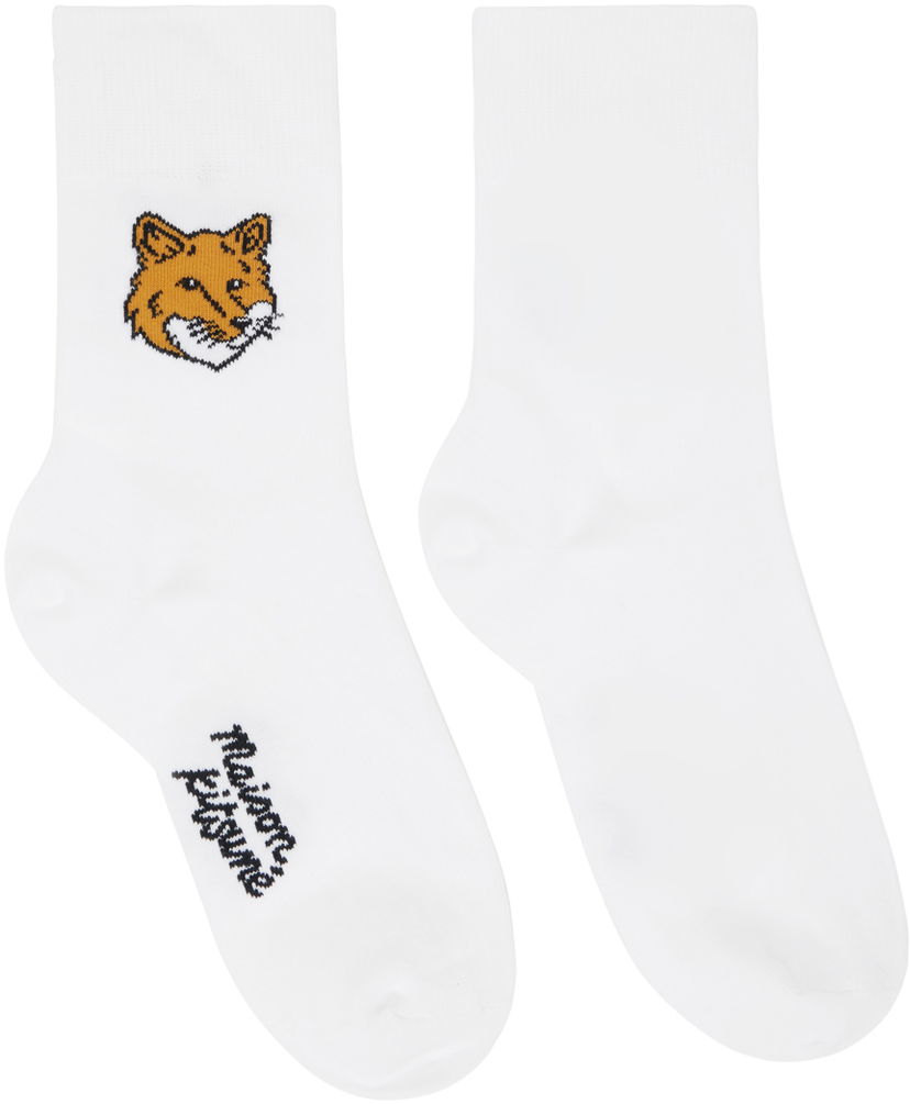Čarape MAISON KITSUNÉ Fox Head Socks Bijela | MM06402KT0010P100
