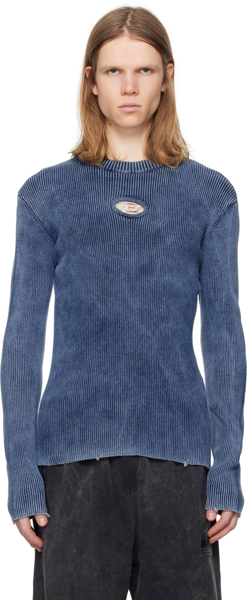 Džemper Diesel Diesel K-Darin-D Cutout Ribbed Sweater Plava | A17512-0ANAH-8AT