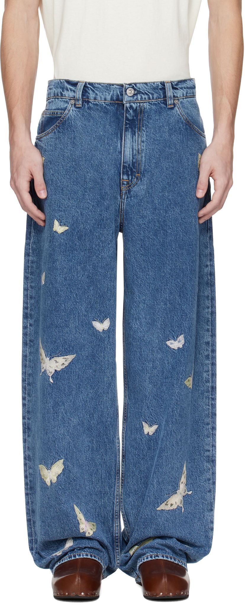 Jeans OUR LEGACY Our Legacy Vast Cut Butterfly Embroidered Jeans Plava | M2255VCI