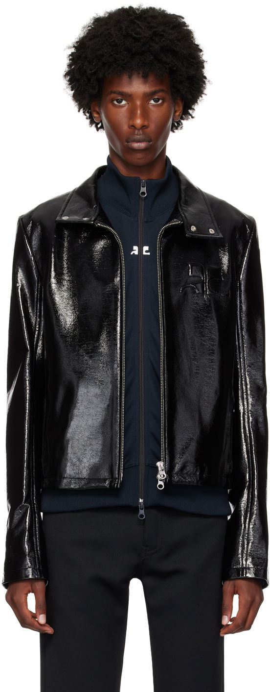 Jakna Courrèges Vinyl Biker Jacket Crna | 324CBL195VY0014, 0