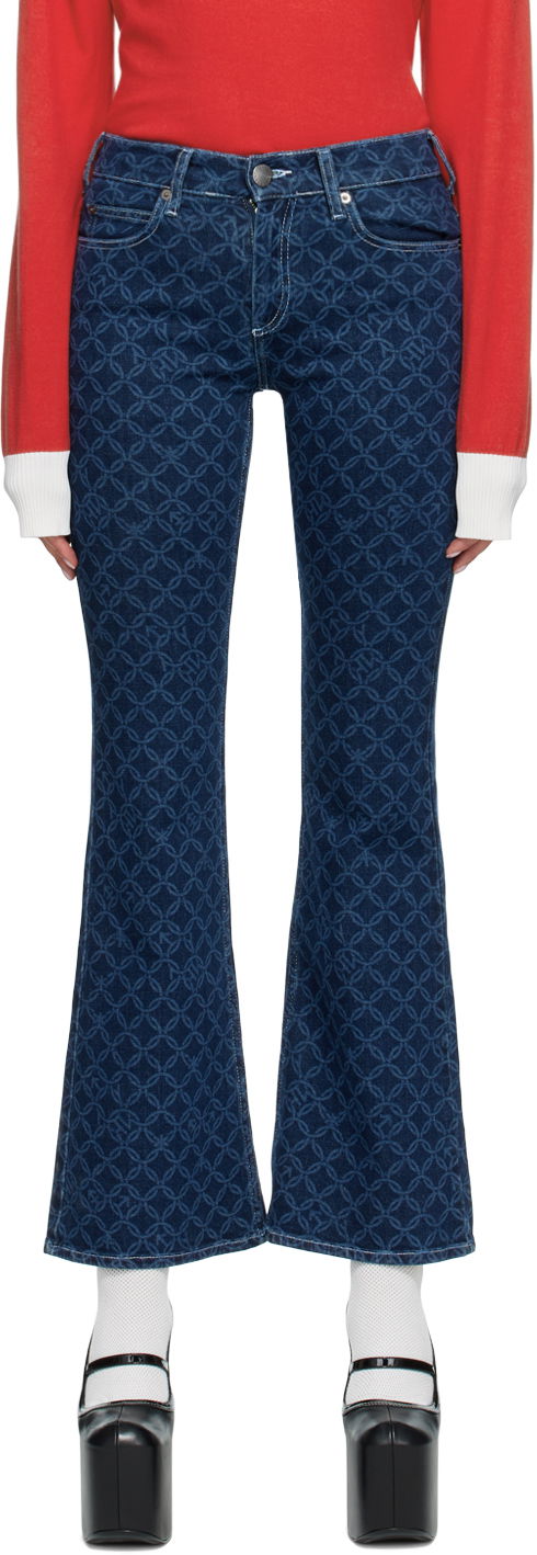 Jeans Charles Jeffrey Loverboy Indigo Patterned Flare Jeans Plava | ETCDEN