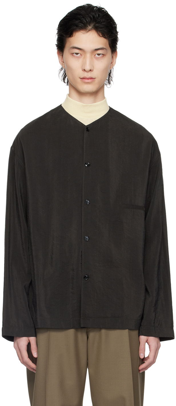 Košulja LEMAIRE Lemaire Collarless Button-Up Shirt Crna | SH1065 LF208