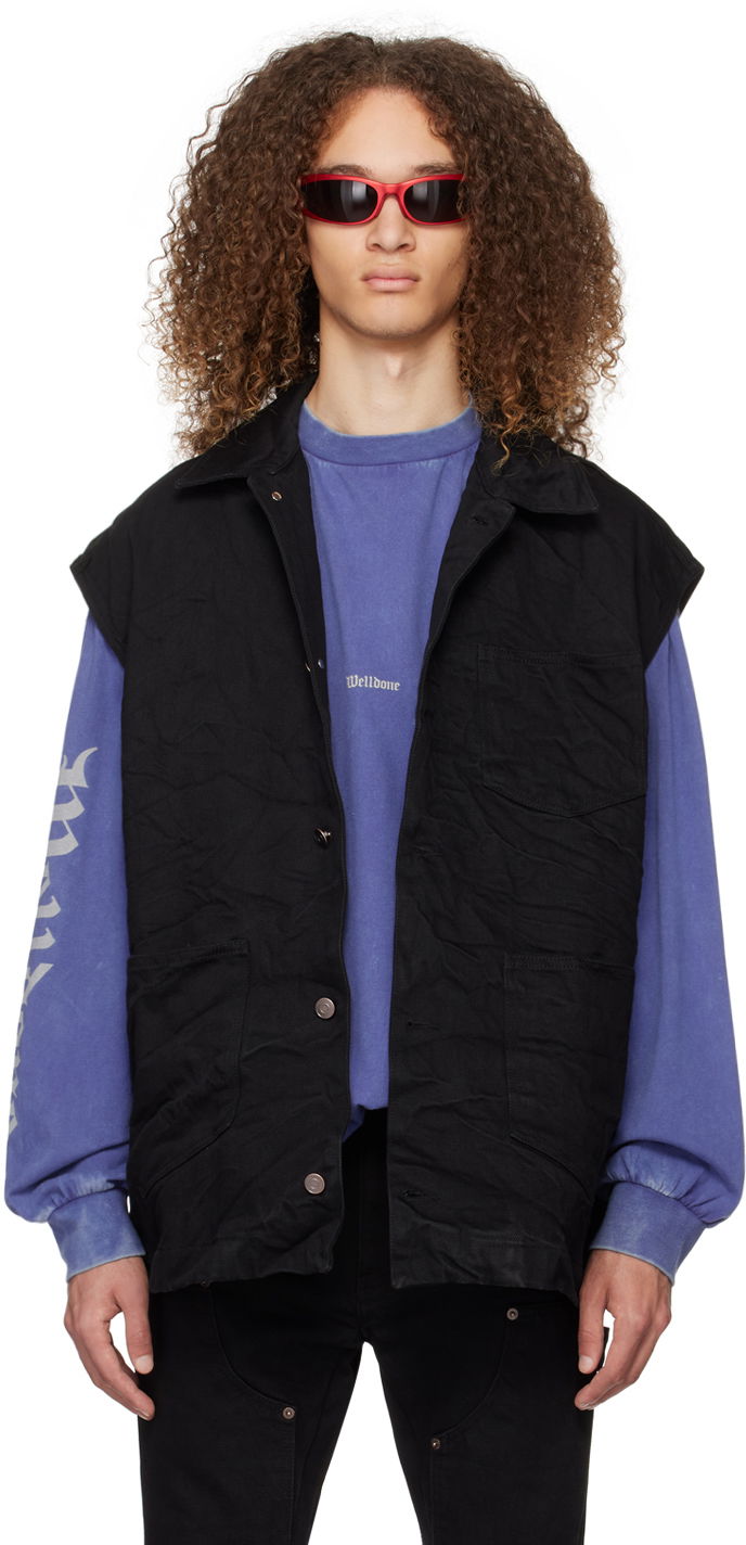 Prsluk We11done We11done Oversized Denim Vest Crna | WD-DV0-24-394-U-BK