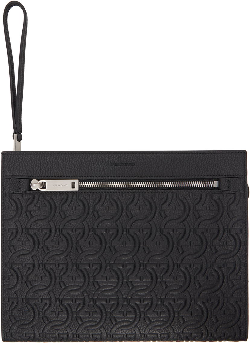 Novčanik FERRAGAMO Ferragamo Embossed Gancini Pouch Crna | 769481