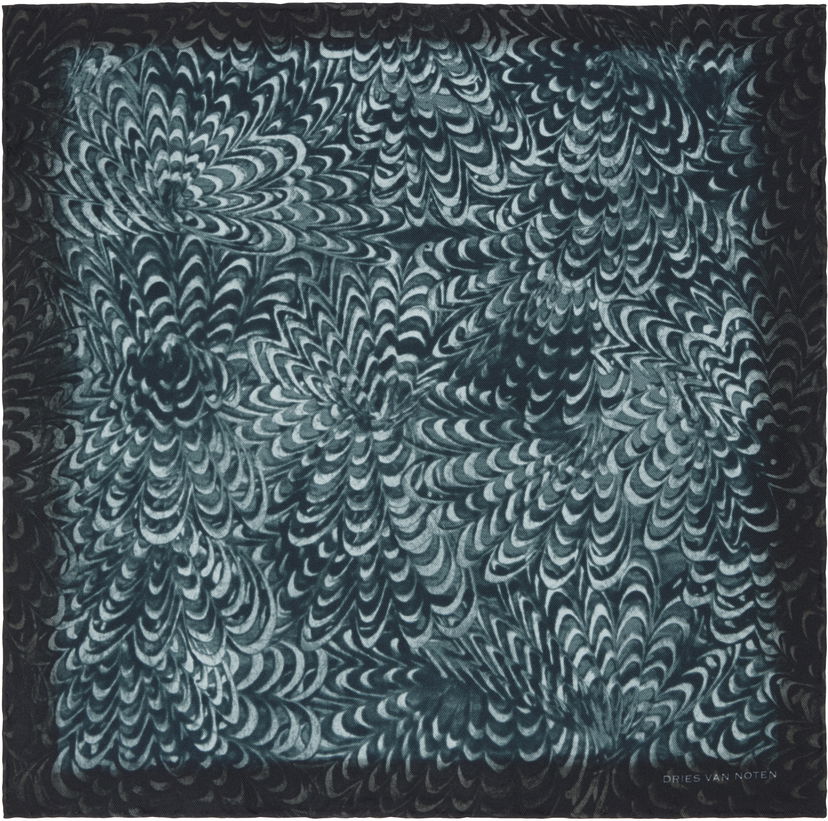 Šal Dries Van Noten Dries Van Noten Silk Pocket Square with Floral Print Plava | 251-021301-1008