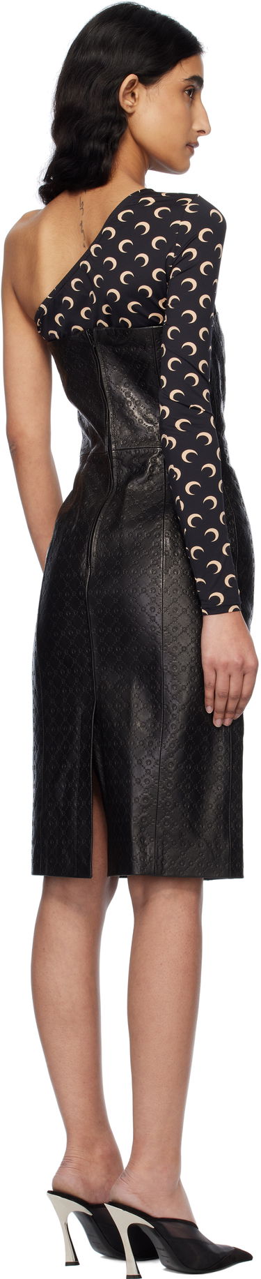 Haljina Marine Serre Marine Serre Moonogram Embossed Leather Midi Dress Crna | WDR315A RLEA0021, 2