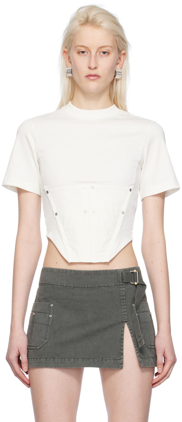 Crop top Dion Lee Dion Lee Workwear Corset T-Shirt Bijela | C3167PS24