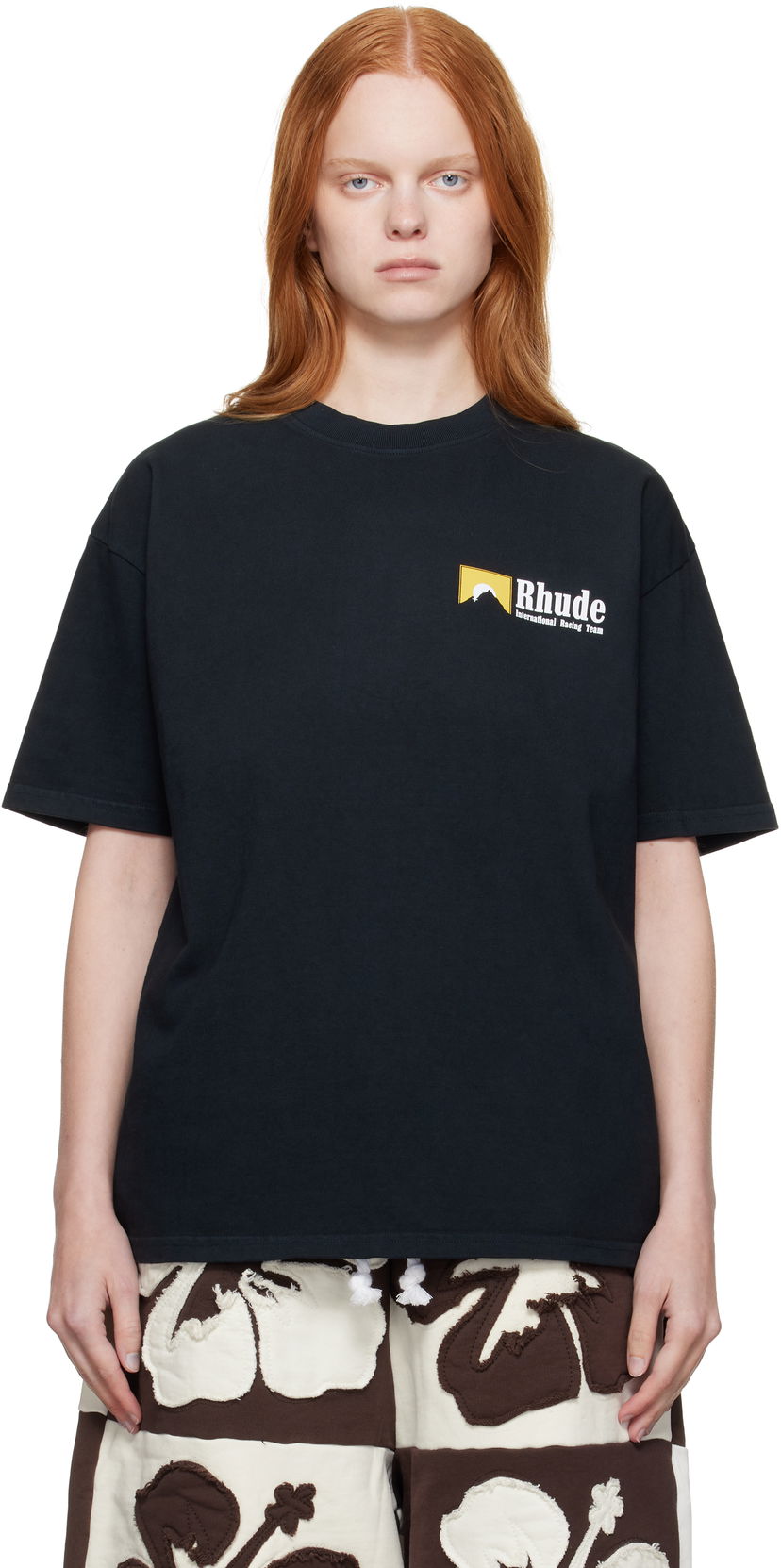 Majica kratkih rukava Rhude Rhude 'International Racing' Logo T-Shirt Crna | RHPF25TT10012