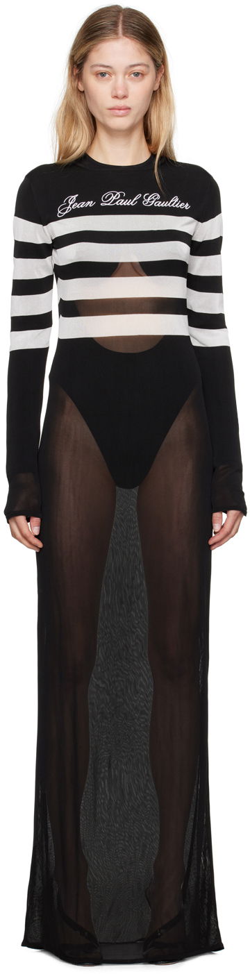 Haljina Jean Paul Gaultier Jean Paul Gaultier Signature Marinière Maxi Dress Crna | 24/30-F-RO244B-M075-0001