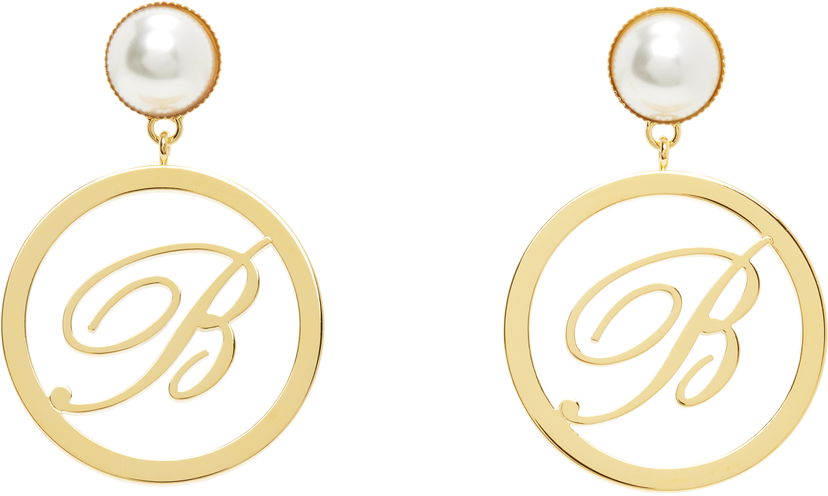 Naušnice Blumarine Blumarine Faux-Pearl Initial Earrings Metalik | P522W326A