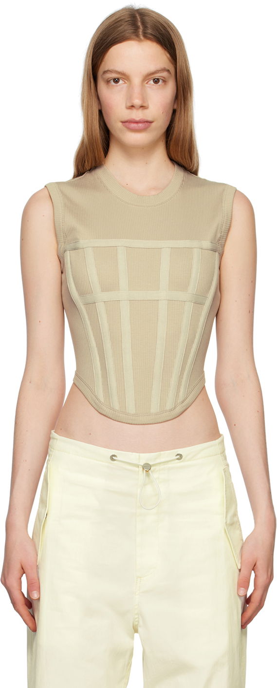 Majica bez rukava Dion Lee Fitted Corset Tank Top Bež | C3094P23